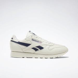 Adidasy Męskie Reebok Classic Leather Białe/Granatowe PL 14ZHWQB